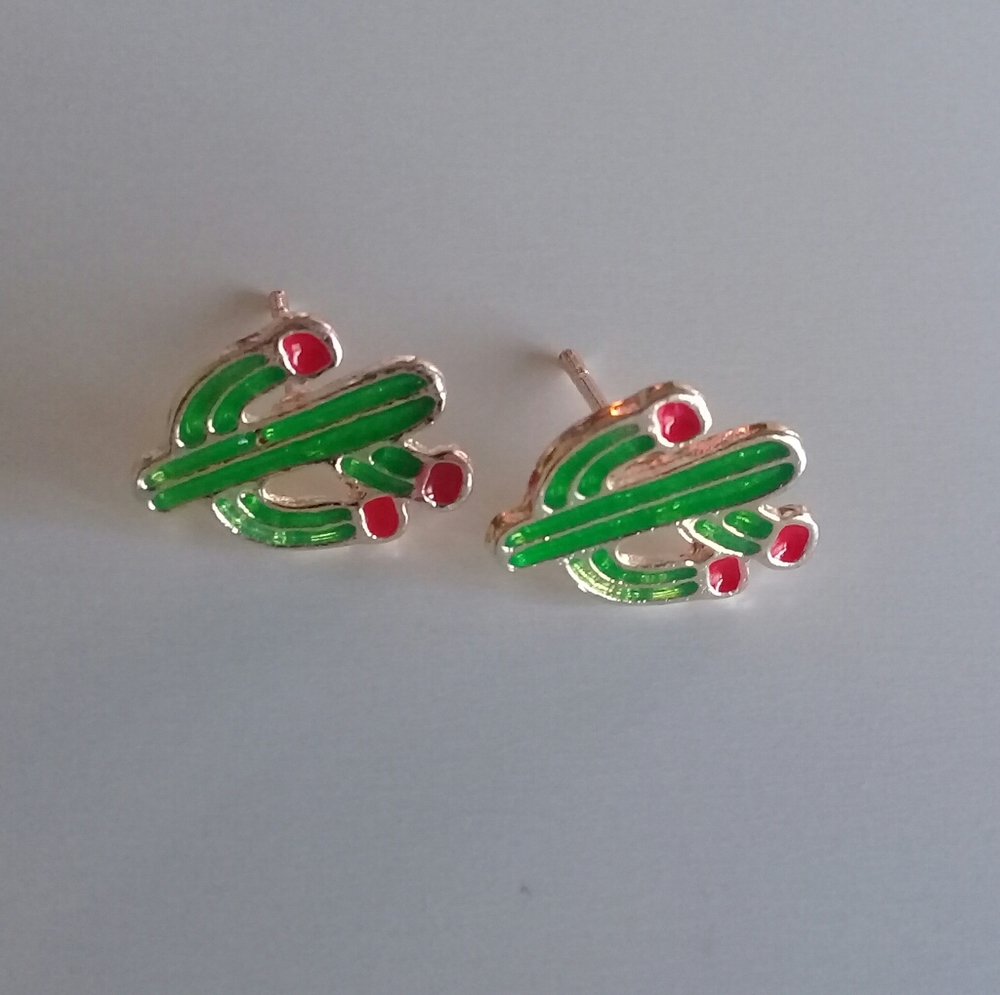 Tiny Cactus Earrings - image 1